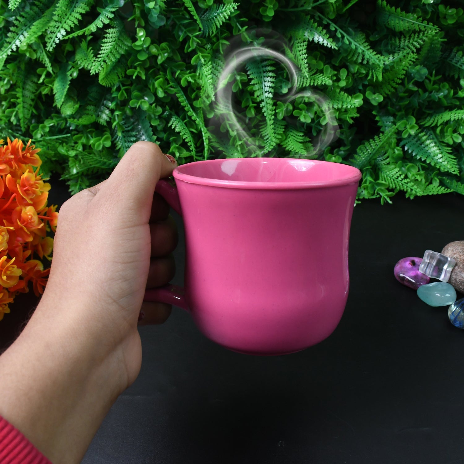 Premium Plastic Coffee / Tea Cups / Mug with Handle (1 Pc / Loose / Mix Color) Premium Plastic Coffee / Tea Cups / Mug with Handle (1 Pc / Loose / Mix Color)